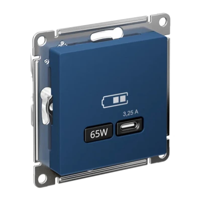 Розетка USB для зарядки Atlasdesign тип-C 65W высокоскор.заряд. QC, PD, аквамарин