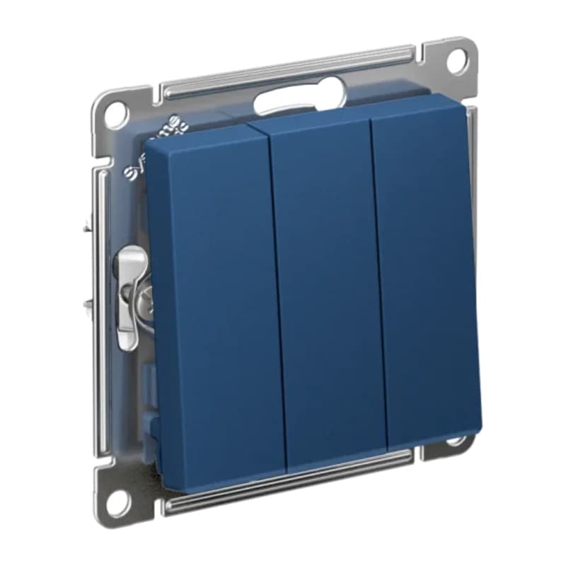 Выключатель трехклавишный Schneider Atlasdesign 10А, аквамарин