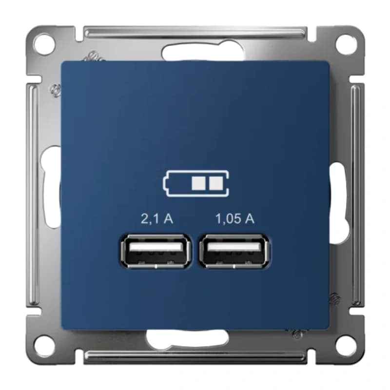 Розетка USB двойная для зарядки Atlasdesign 2,1А, аквамарин
