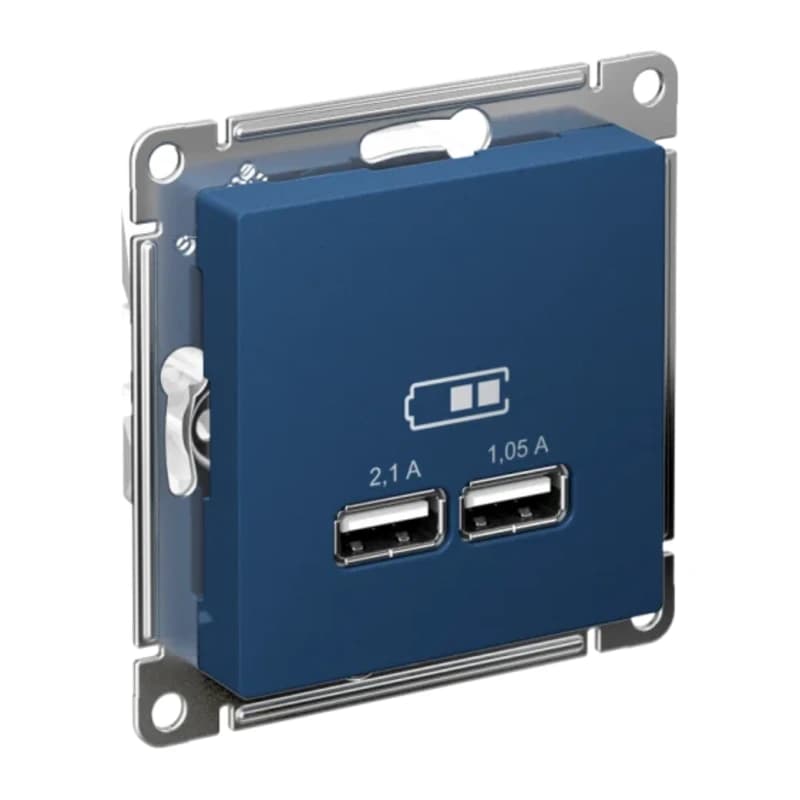 Розетка USB двойная для зарядки Atlasdesign 2,1А, аквамарин