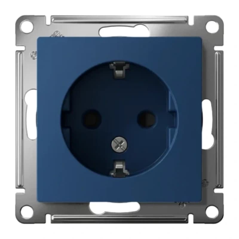 Розетка с заземлением со шторками Atlasdesign 16А, аквамарин