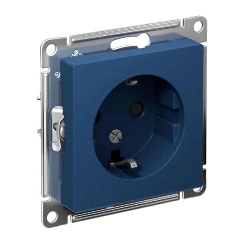 Розетка с заземлением со шторками Atlasdesign 16А, аквамарин