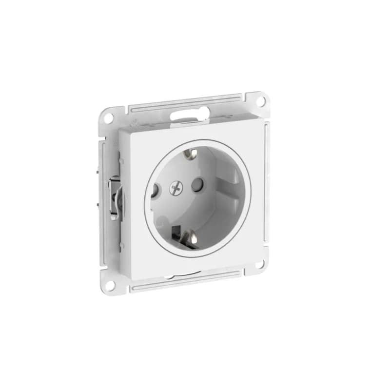 Розетка с заземлением со шторками Atlasdesign ART 16А, быстрозажим. клем., белый