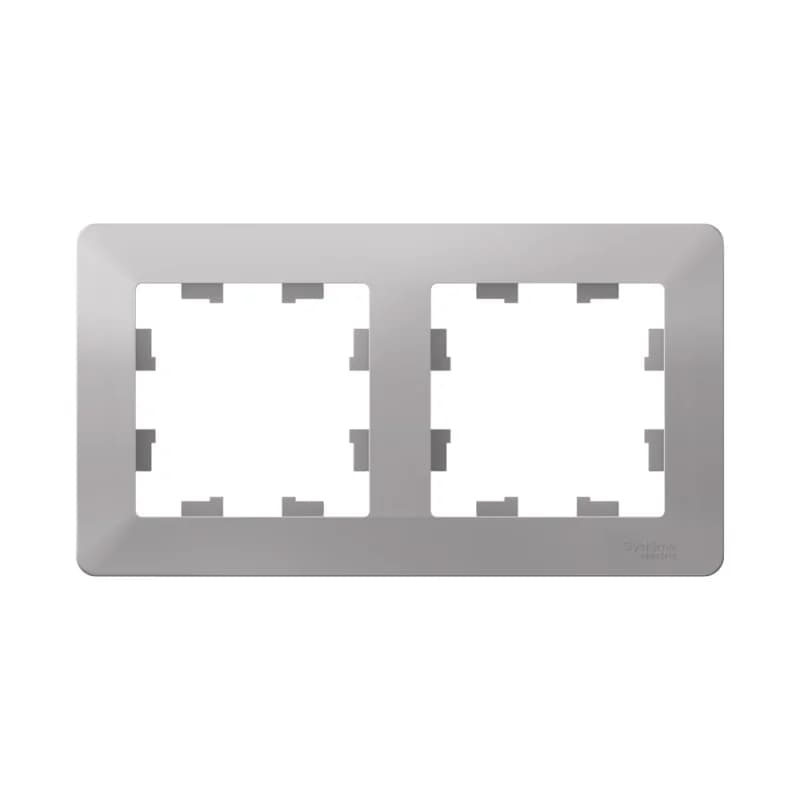 Рамка двойная Schneider AtlasDesign AIR, универсальная, алюминий-дымчатый черный