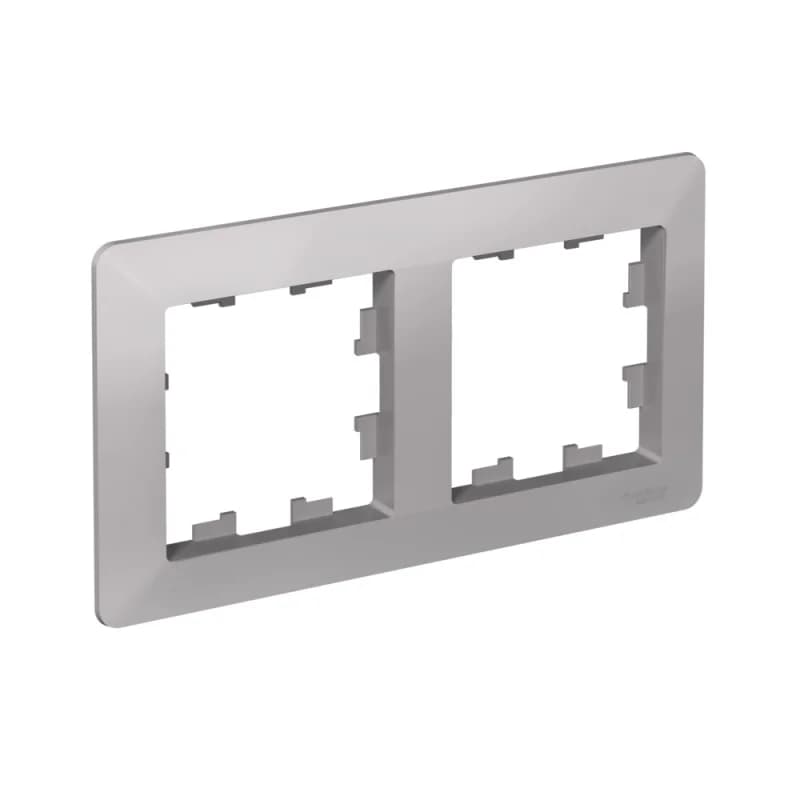 Рамка двойная Schneider AtlasDesign AIR, универсальная, алюминий-дымчатый черный