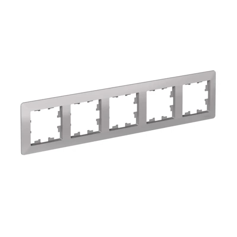 Рамка пятерная Schneider AtlasDesign AIR, универсальная, алюминий-дымчатый черный