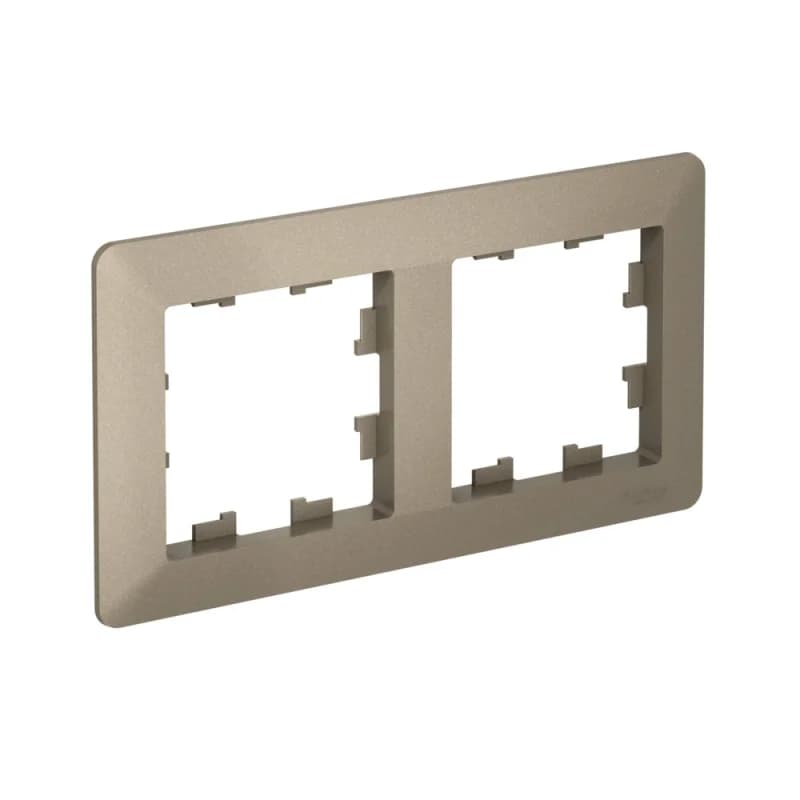 Рамка двойная Schneider AtlasDesign AIR, универсальная, шампань-дымчатый черный