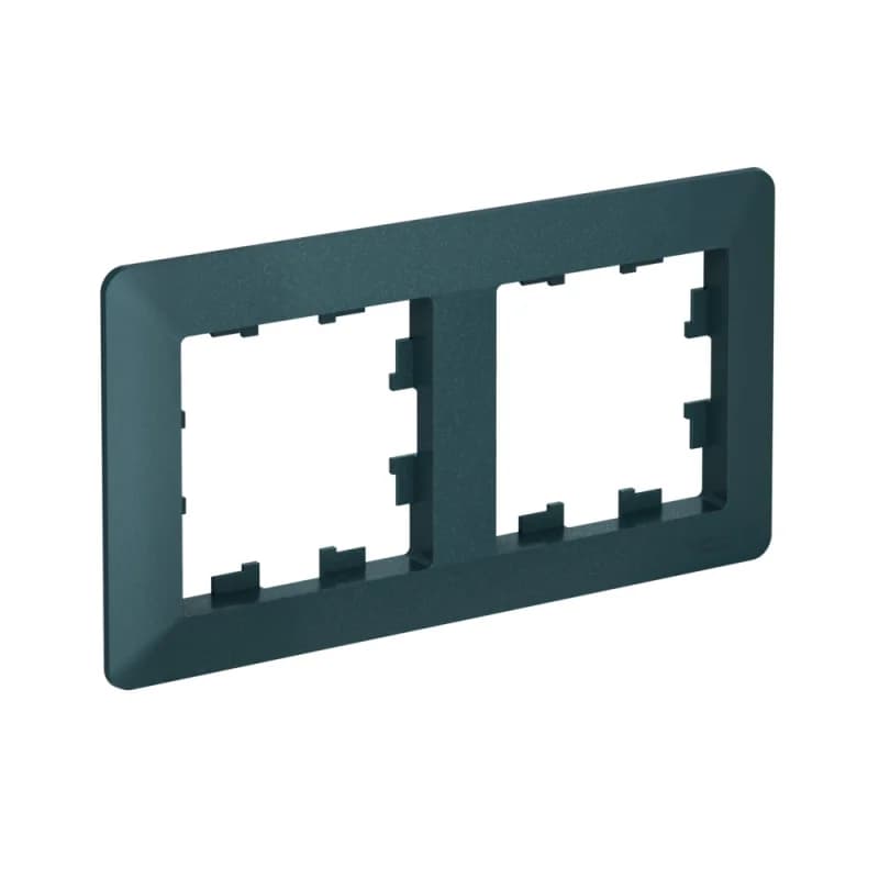 Рамка двойная Schneider AtlasDesign AIR, универсальная, изумруд-дымчатый черный