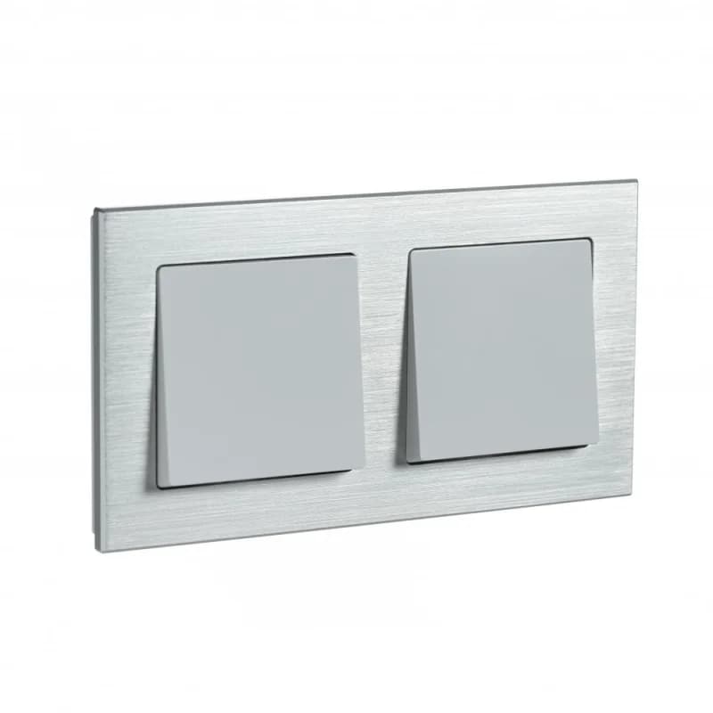 Рамка двойная Atlasdesign Nature, серебро металл