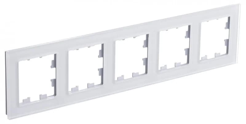 Рамка пятерная Atlasdesign Nature, белое стекло