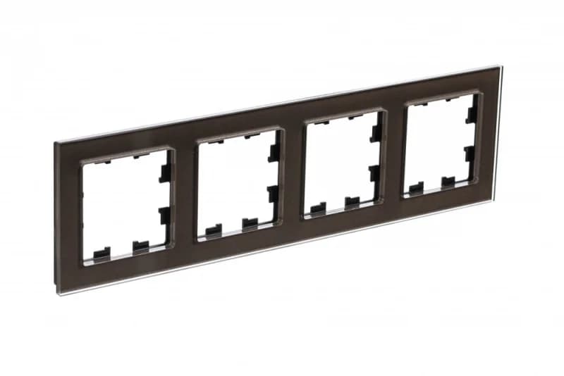 Рамка четверная Atlasdesign Nature, мокко стекло