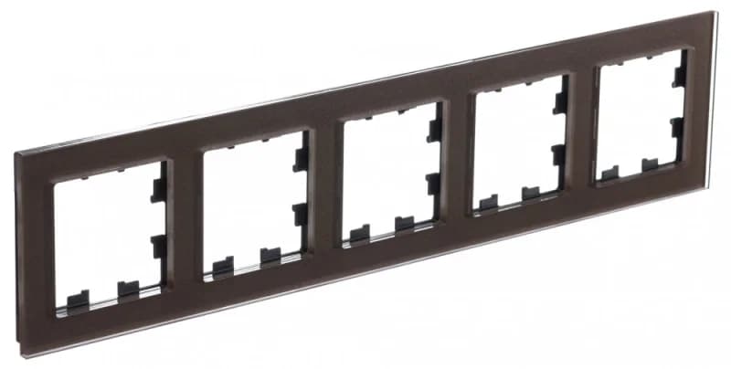 Рамка пятерная Atlasdesign Nature, мокко стекло