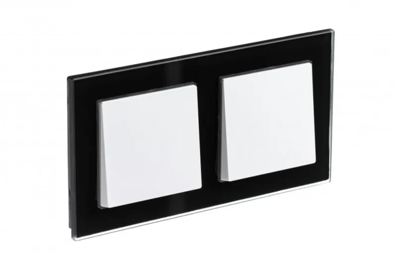 Рамка двойная Atlasdesign Nature, черное стекло