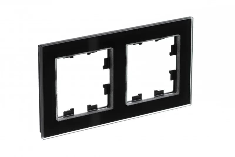 Рамка двойная Atlasdesign Nature, черное стекло