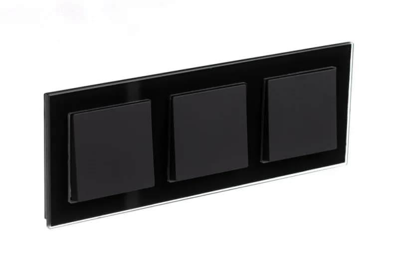 Рамка тройная Atlasdesign Nature, черное стекло