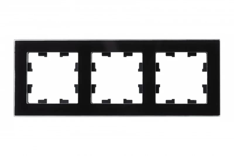 Рамка тройная Atlasdesign Nature, черное стекло