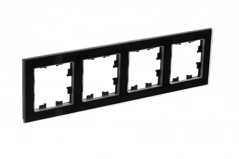 Рамка четверная Atlasdesign Nature, черное стекло