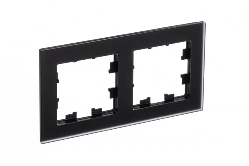 Рамка двойная Atlasdesign Nature, матовое черное стекло