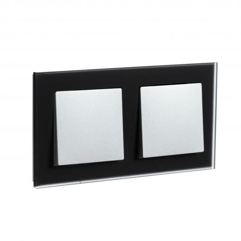 Рамка двойная Atlasdesign Nature, матовое черное стекло