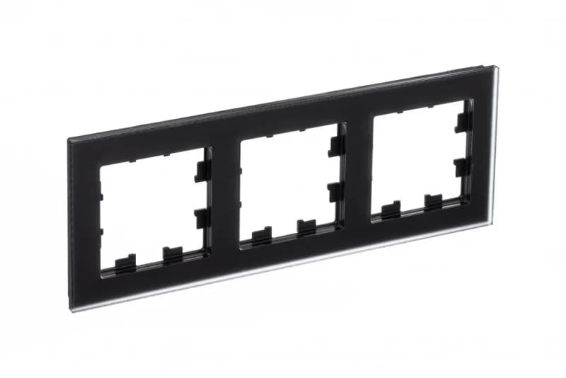 Рамка тройная Atlasdesign Nature, матовое черное стекло