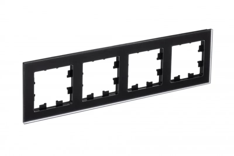 Рамка четверная Atlasdesign Nature, матовое черное стекло