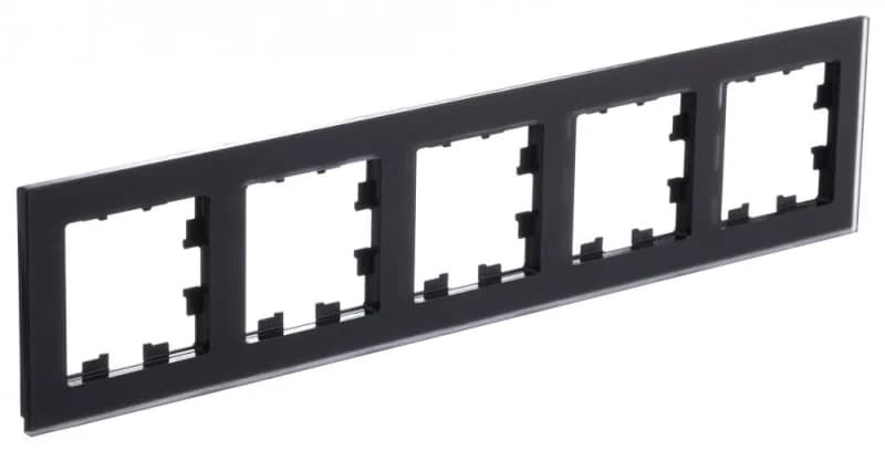 Рамка пятерная Atlasdesign Nature, матовое черное стекло