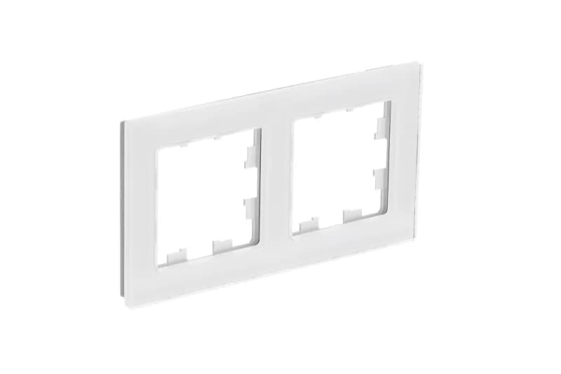 Рамка двойная Atlasdesign Nature, натуральное стекло белое