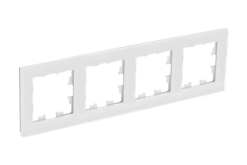 Рамка четверная Atlasdesign Nature, натуральное стекло белое