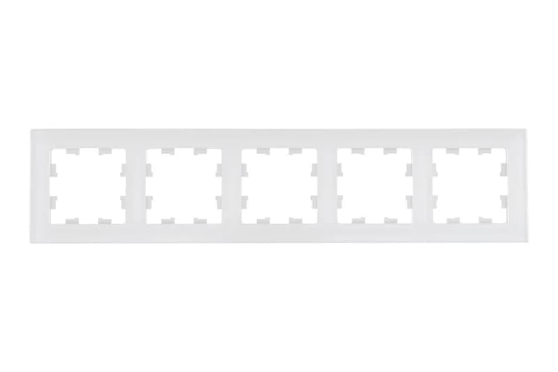 Рамка пятерная Atlasdesign Nature, натуральное стекло белое