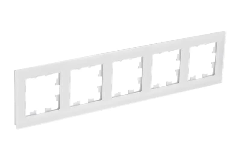 Рамка пятерная Atlasdesign Nature, натуральное стекло белое