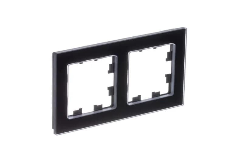 Рамка двойная Atlasdesign Nature, натуральное стекло черное