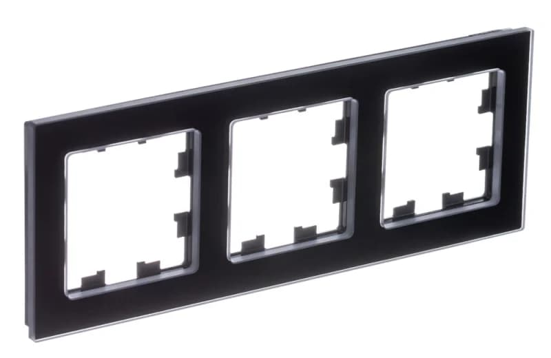 Рамка тройная Atlasdesign Nature, натуральное стекло черное