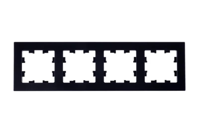 Рамка четверная Atlasdesign Nature, натуральное стекло черное