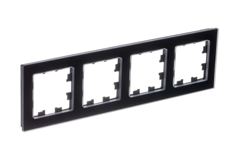 Рамка четверная Atlasdesign Nature, натуральное стекло черное