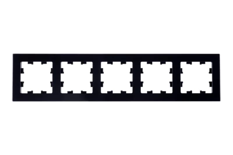 Рамка пятерная Atlasdesign Nature, натуральное стекло черное