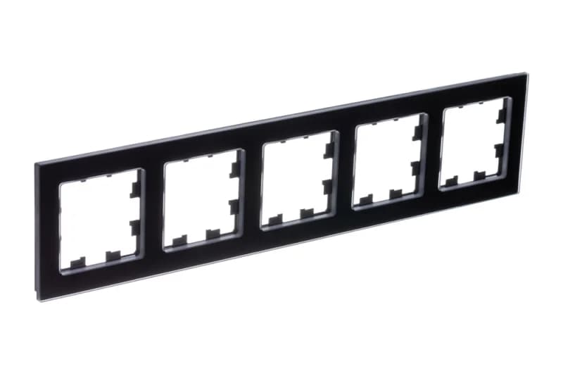 Рамка пятерная Atlasdesign Nature, натуральное стекло черное