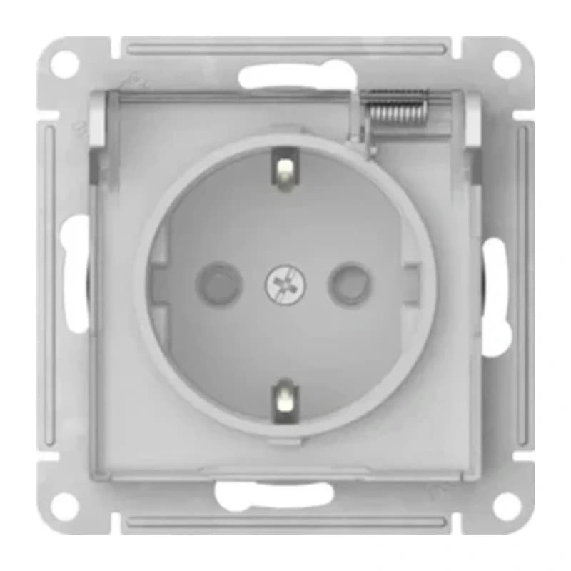 Розетка с заземлением со шторками и крышкой Atlasdesign 16А IP44, быстрозажим. клем., белый