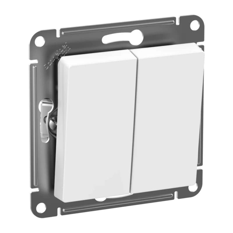 Выключатель двухклавишный IP44 Schneider Atlasdesign 10А, белый