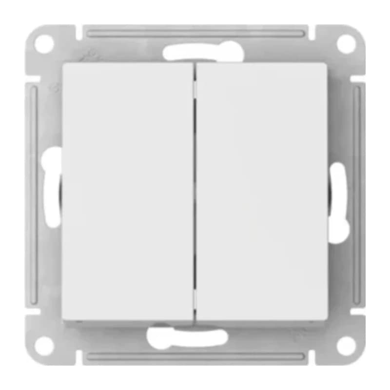 Выключатель двухклавишный IP44 Schneider Atlasdesign 10А, быстрозажим. клем., белый