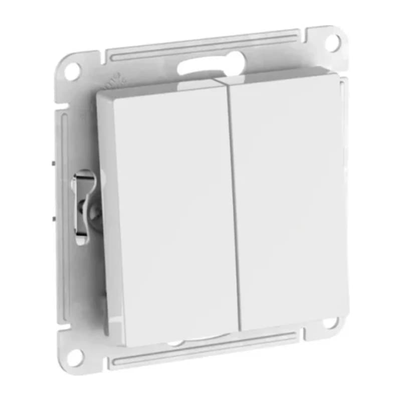 Выключатель двухклавишный IP44 Schneider Atlasdesign 10А, быстрозажим. клем., белый