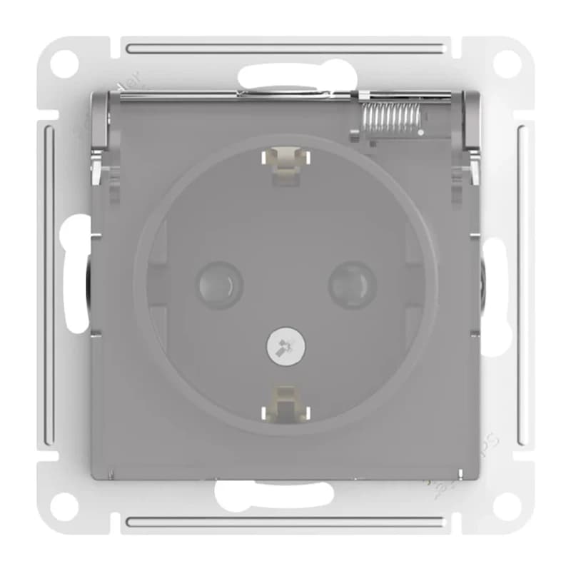 Розетка с заземлением со шторками и крышкой Atlasdesign 16А IP44, алюминий