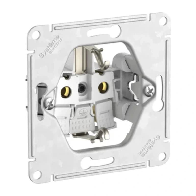 Розетка с заземлением со шторками и прозрачной крышкой Atlasdesign 16А IP44, быстрозажим. клем., алюминий