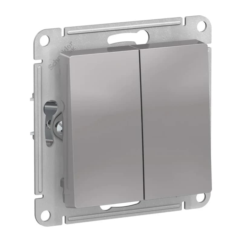 Выключатель двухклавишный Schneider Atlasdesign 10А IP44, алюминий
