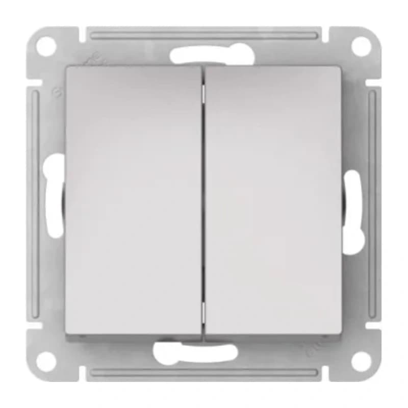 Выключатель двухклавишный Schneider Atlasdesign 10А IP44, быстрозажим. клем., алюминий