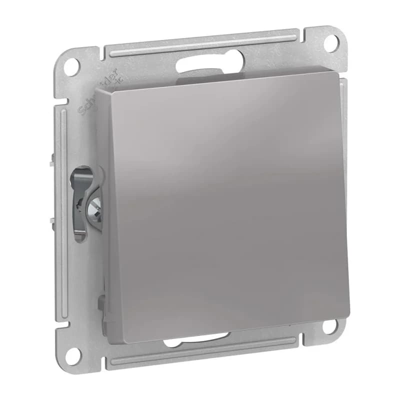 Выключатель одноклавишный проходной Schneider Atlasdesign 10А IP44, алюминий