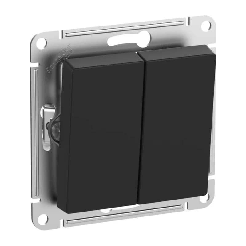 Выключатель двухклавишный IP44 Schneider Atlasdesign 10А, карбон