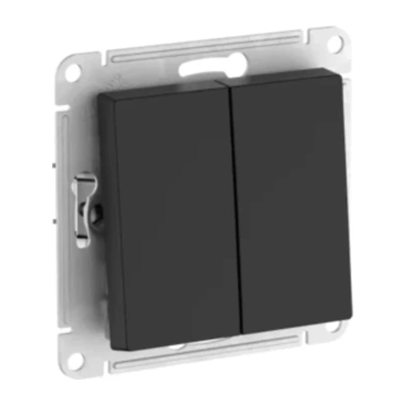 Выключатель двухклавишный IP44 Schneider Atlasdesign 10А, быстрозажим. клем., карбон