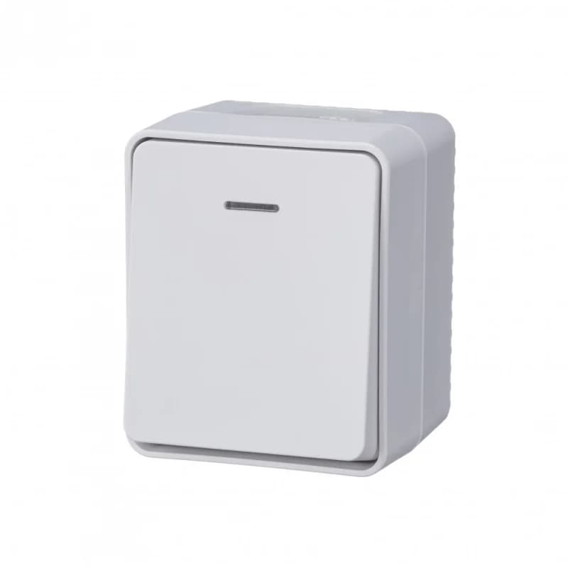 Выключатель 1-клавишный с подсветкой накладной 10А IP54 Schneider AtlasDesign Profi54 белый