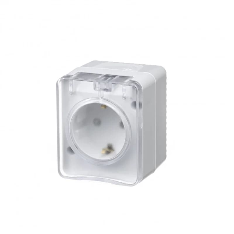 Розетка с заземлением со шторками накладная, 16А/250B IP54 Schneider AtlasDesign Profi54 белый