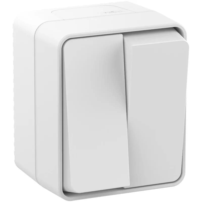 Выключатель 2-клавишный накладной 10АХ IP54 Schneider AtlasDesign Profi54 белый